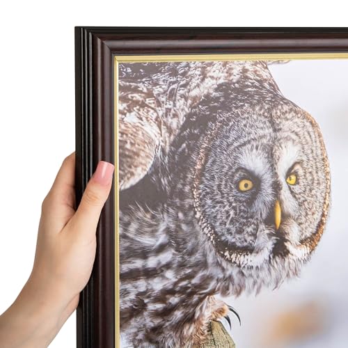 ArtToFrames 15x15 Inch Brown Picture Frame, This 1.25 Inch Custom MDF Poster Frame is Mahogany and Gold Slope - Comes with Regular Glass and Corrugated Backing (2WOM0066-83120-YMAH-15x15)