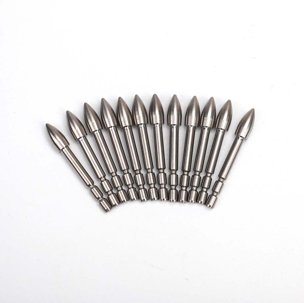 ACCMOS 100 120 140 grani Punta di Freccia, Acciaio al Tungsteno Glue-in Punta di Freccia, Fit ID 3,2 mm Asta di Freccia, per Tiro con L'Arco Accessorio di Frecce 3/6 pz (100+-0.1grain, 6pcs)