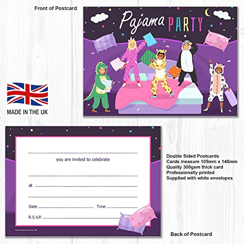 Olivia Samuel 20 x Pyjama Party Invites from A6 Double Sided Cards with Envelopes, Purple, 105 x 148mm - Image 2