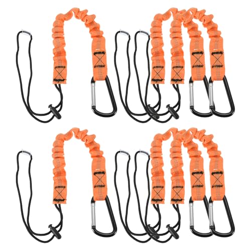 Image of MECCANIXITY Retractable Tool Lanyard 2ft with Single Aluminum Buckle and Adjustable Loop End, Maximum Weight Limit 10KG / 22lb, Safety Fall Protection Tools Leash, Orange 6 Pack