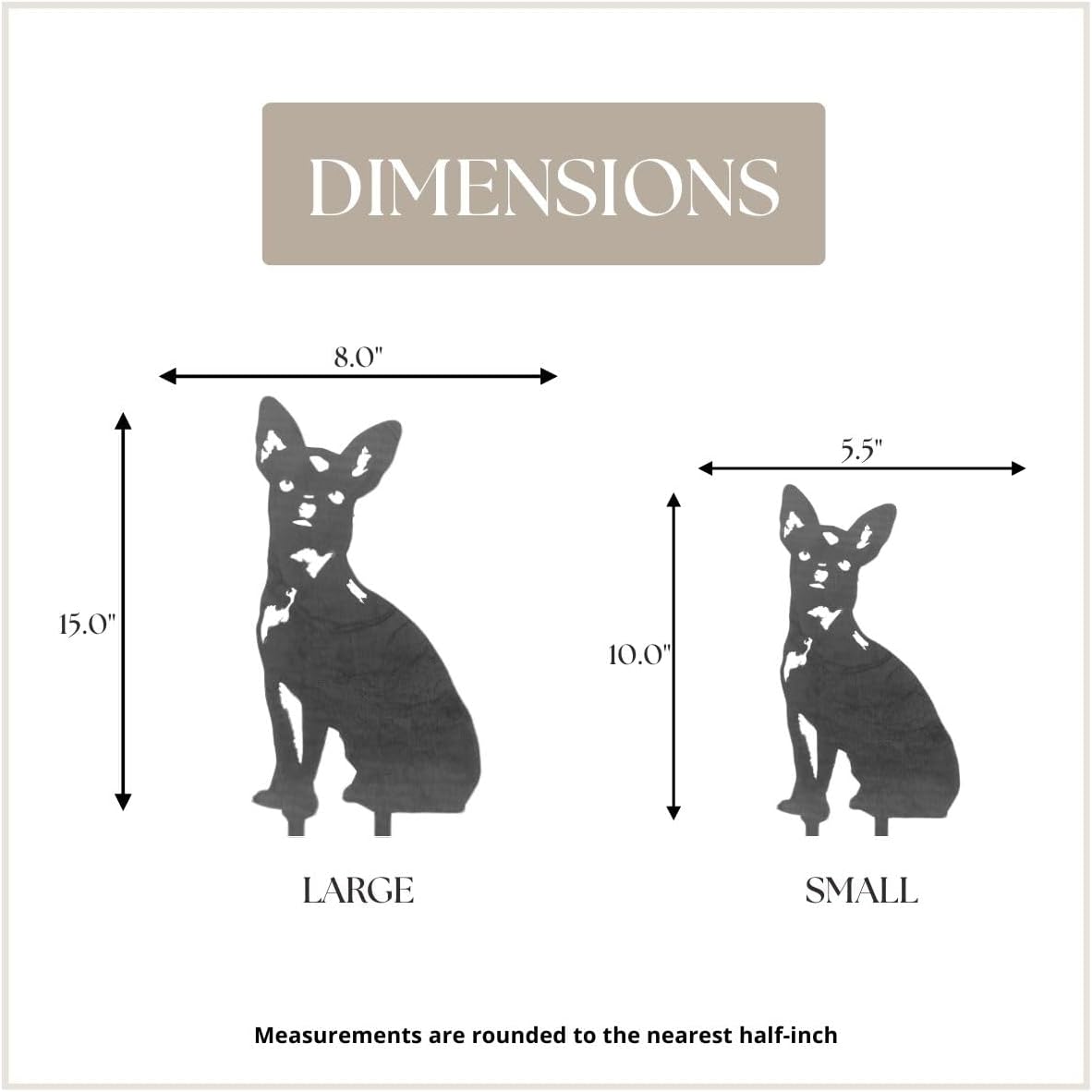 Corten Steel Chihuahua Dog Silhouette Yard Stake (Large)