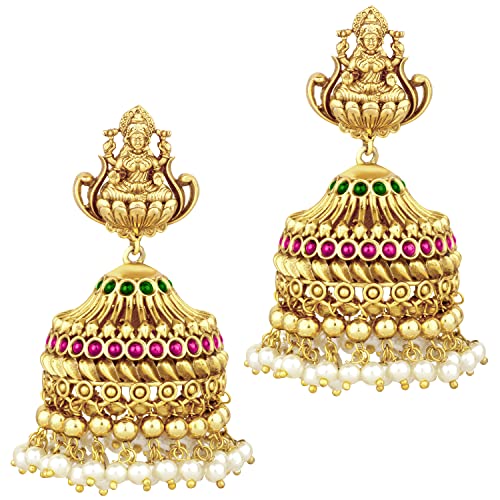 Brass Pearl Necklace Earring Temple Jewellery Set
