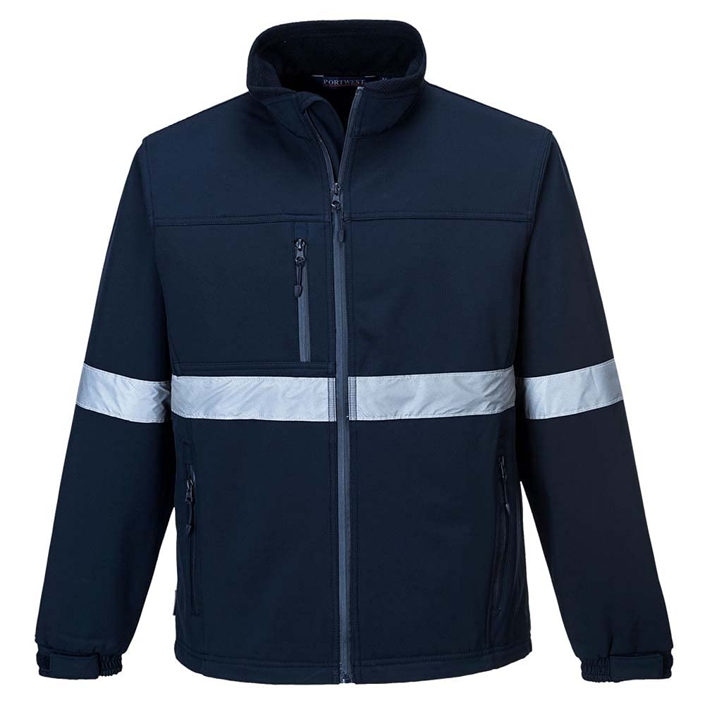 Portwest TK54 Kurtka robocza IONA Podszewka Polarowa Zapięcie na Rzep Zima | Granatowy, L, EN 17353 Typ B3, 6 Kieszeni, Krój Komfortowy, Długi Rękaw, Unisex, Paski Odblaskowe, Oddychający Materiał