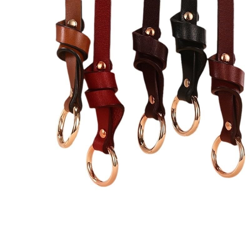 Women's Belt Women's Ring Knotted Belt Decorative with Skirt Genuine Leather Waist Chain Thin Belt(Reddish Brown,110cm)2