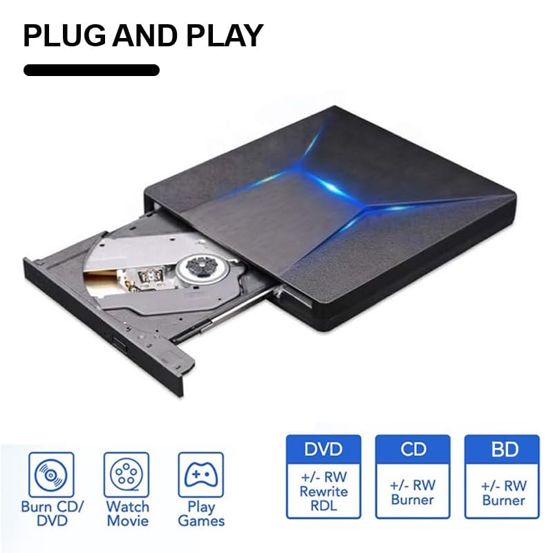 Zewnętrzny napęd Blu-Ray USB3.0 Type-C Odtwarzacz 3D Nagrywarka CD DVD