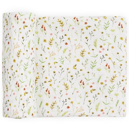 Image of Little Unicorn Muslin Swaddle Blanket for Newborns & Infants | Soft & Breathable Fabric | Baby Blanket for Swaddling, Nursing, Shower Gifts (Floral Field)