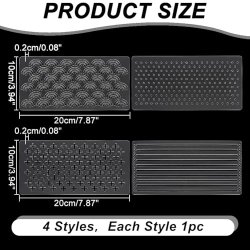 HOBBIESAY 4Pcs Customised Clear Acrylic Sashiko Stencil 10x20cm Embroidery Pattern Template Acrylic Embroidery Tool Quilting Stencil Tool Drawing Line Template for Hand Quilting and Embroidery - Image 2