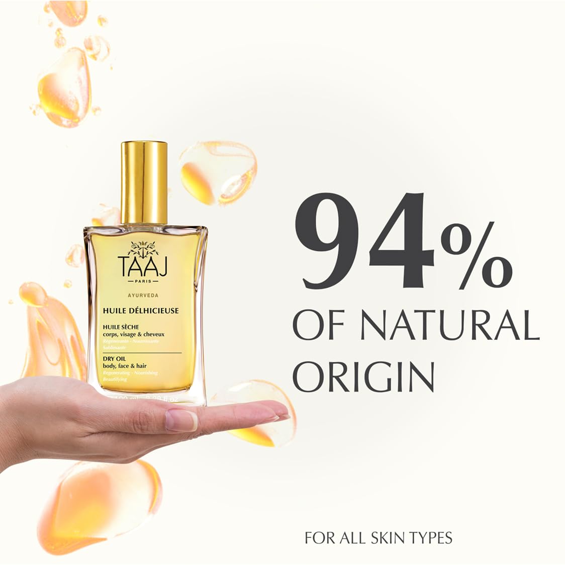 Délhicieuse Dry Beauty Oil | Face, Body & Hair | Nourishes, Protects & Revitalizes | Silky Skin & Repaired Hair | Ayurvedic-Inspired Skincare | 96% Natural Ingredients | Vegan | 3.4 fl oz - Image 4