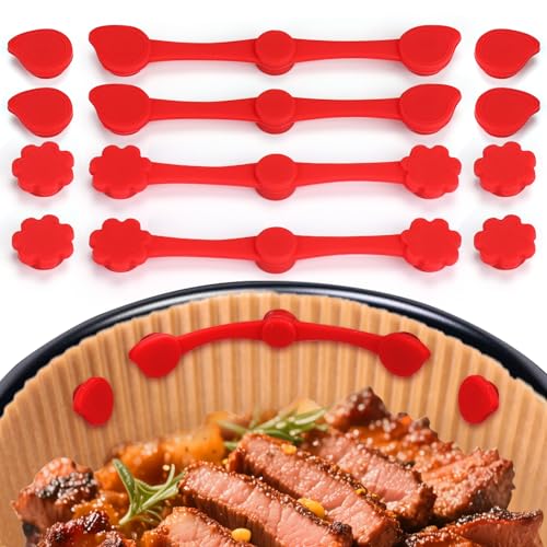 Image of Air Fryer Magnets Silicone Buckle for Parchment Paper Liners, High-Temp Resistant Air Fryer Accessories, Lock Paper from Heating Element or Covering Food, Prevent Burning & Uneven Cooking
