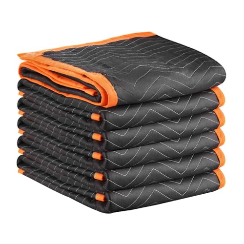 VEVOR Couverture de Déménagement, Lot de 6, 203 x 183 cm, avec Rembourrage en Coton, Tissu Non Tissé, Grandes Couvertures Garde Meubles pour Transport,...