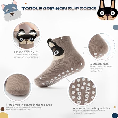 Baby Toddler Socks Grip Non Slip Boys Girls Cotton 12 Pack for Kids Ankle Cute Socks 6M-7Years2