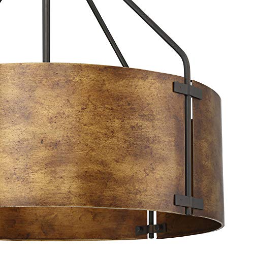 Possini Euro Design Pendant Light Fixture - 4 Light, Bronze Drum Shade, Rustic Industrial Pendant Light for Kitchen Islands, Living Rooms, Foyers, and Bedrooms - 22" Wide, 21 1/2" High