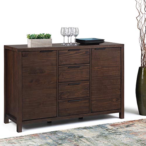 SIMPLIHOME-Hollander-Solid-Pine-Wood-54-inch-Contemporary-Modern-Sideboard-Buffet-and-Wine-Rack-in-Warm-Walnut-Brown-features-2-Doors-4-Drawers-and-2-Cabinets-with-Large-storage-spaces SIMPLIHOME Hollander Solid Pine Wood 54 inch Contemporary Modern Sideboard Buffet and Wine Rack in Warm Walnut Brown features 2 Doors 4 Drawers and 2 Cabinets with Large storage spaces