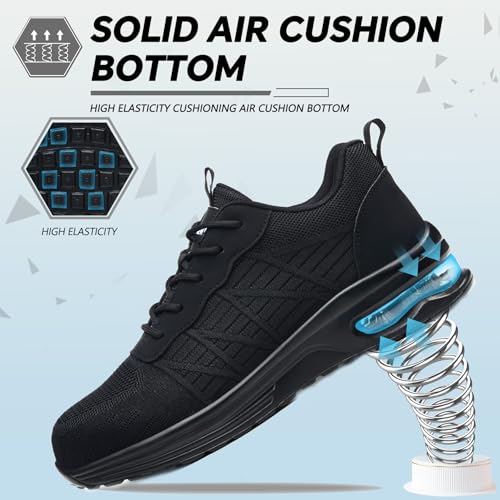 Image of Hogent Steel Toe Shoes for Men Women, Ultra Lightweight Premium Comfortable Work Sneakers, Puncture Proof Air Cushioned All‑Day Wear Safety Toe Shoes for Industrial Construction Warehouse Factory Work