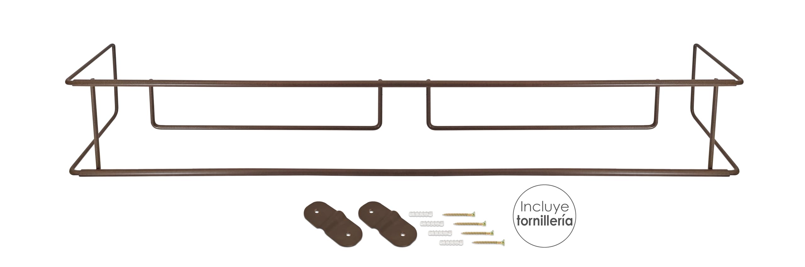 Balconcillo para Macetas, Portamacetas Ventana, Protector de macetas Ventana, Extensible 101-141 cm, Acero Lacado, Marrón Forja | Incluye Tornillería
