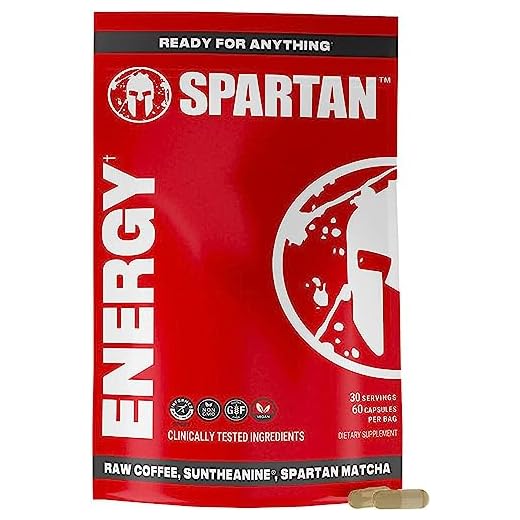 Spartan Race - Energy Capsules: Long-Lasting Energy The Way Mother Nature Intended | Proprietary Blend of Natural Caffeine, Suntheanine® and Organic Matcha (60 Count)