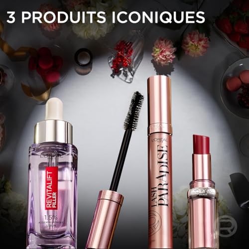 ’Oréal Paris Coffret Cadeau Luxe 3 Produits Soin & Maquillage Sérum Repulpant Revitalift Filler Mascara Lash Paradise Baume à Lèvres Glow Paradise Édition limitée - vue 4