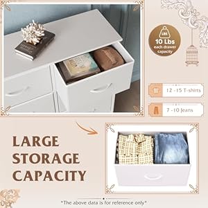 WLIVE White Dresser for Bedroom, 6 Drawer Double Dresser, Fabric Storage Tower with Fabric Bins, Chest of Drawers for Closet, Living Room, Hallway WLIVE White Dresser for Bedroom 6 Drawer Double Dresser Fabric Storage Tower with Fabric Bins Chest of Drawers for Closet Living Room Hallway