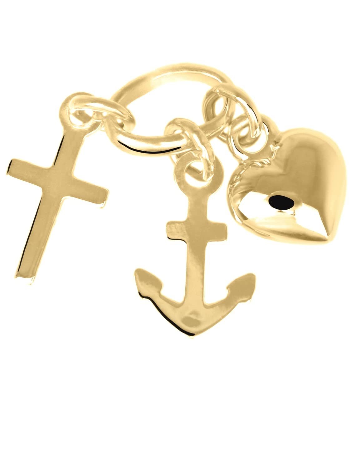 My Gold Pendentif Faith Love Hope (Sans Chaîne) Or Jaune Véritable Or 333 (8 Carats) 13mm x 5mm Coeur Ancre Croix Favori V0003666