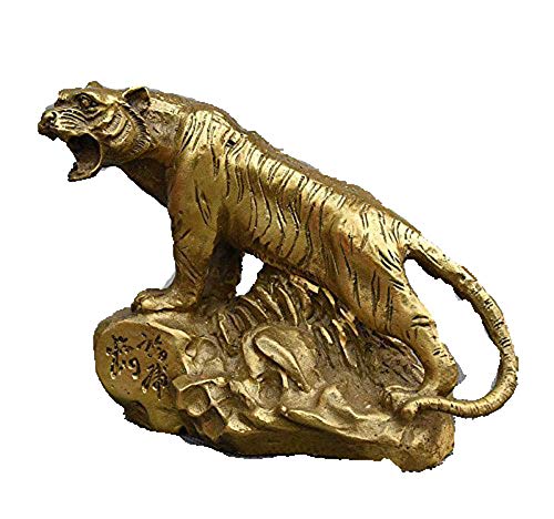 Statue Tigre en cuivre pur Feng Shui : artisanat traditionnel chinois d'exception
