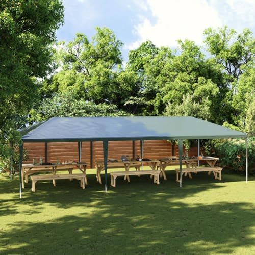 Tente de réception 4x9 m verte avec structure acier inoxydable stable pour jardin - 2