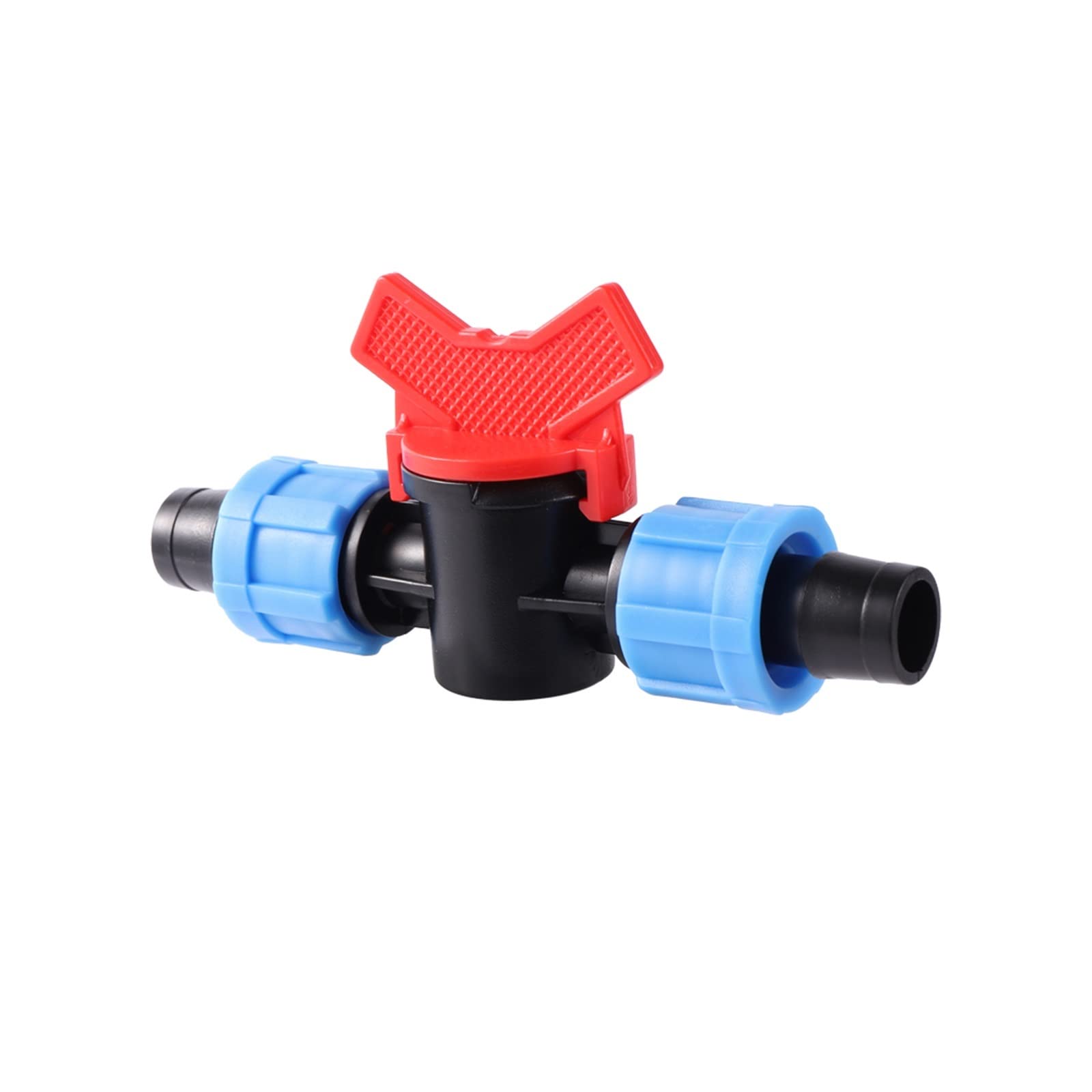 Accesorios de riego por goteo 16mm con doble cierre de seguridad y control de agua