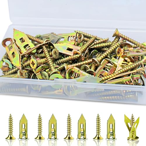 YuCool 80 Pcs Self Drilling Drywall Anchors(0.47×1.18 Inch) with Screws Kit, Metal Expansion Anchors for Wall Decors, No Drill and Holes in Wall
