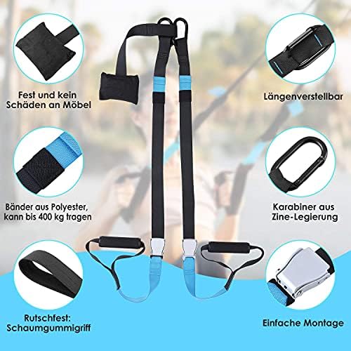 Sling Trainer with Door Anchor and Extension Belt, Suspension Trainer for Strength Training, Body Weight Resistance System and Full-Body Training for Indoor and Outdoor Training