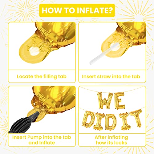 Image of Gold Graduation Decorations 2026-16 Inch, Gold We Did It Balloons | We Did It Banner | Graduation Balloons for We Did It Decorations, Class of 2026 Decorations, KatchOn