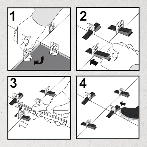 Image of POWERTEC 1 /16 inch Tile Leveling System Clips 100 Pack, Anti-Lippage Tile Spacers and Levelers for Floor & Wall Installation - Disposable Grout Spacer Clips for Ceramic, Porcelain, Marble, Tiles (71898)
