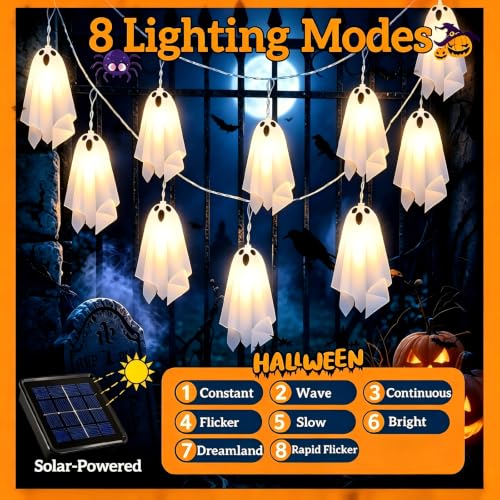 Halloween Decorations Outdoor, Solar Ghost Halloween Decor Lights — view 2
