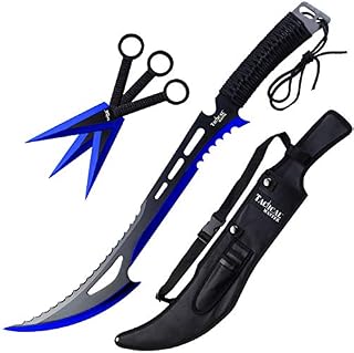 Tactical Master 26" Machetes With 3 Fixed Blade Knives Set. Ninja Katana, Full