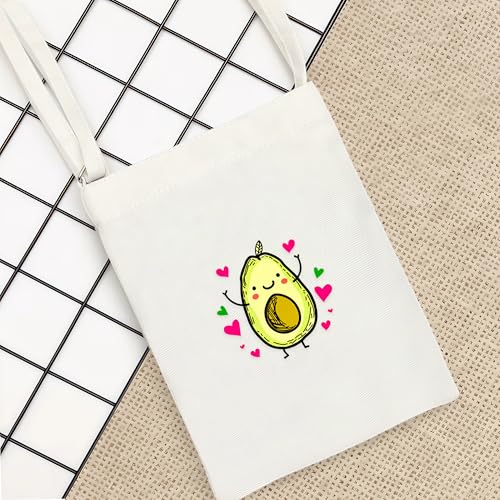 Avocado Mini Canvas Bag for Teens Kids Girls, Avocado Lovers Gift Items Things Decor Merch, Small Tote Purse with Shoulder Strap Holds Phone Wallet Keys Lipstick Coin!3
