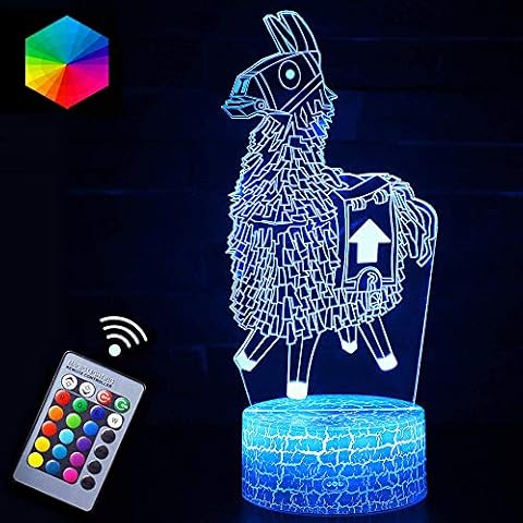 Llama Night Lights Fortress Battleroyale 3D Optical Illusion LED Lamps Nightstand Guidance for Kids Room Best Bday Xmax Gift Choices for Game Lovers Boys Cover