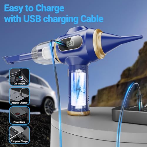 Image of Car Vacuum Portable Cordless 17000Pa Cordless Mini Handheld Vacuums with LCD Display and Multi-Nozzles, High Power Wet and Dry for Car, Home, Office, Pet, Compact and Portable Design