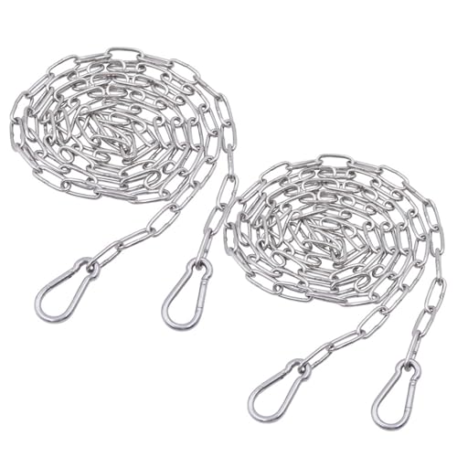 SMYJDMM Edelstahlkette, 2 Stück Hängesessel Kette, 1.5m Rundstahlkette Kette mit Karabiner Verlängerungskette für Hängesessel für Hundekette Schaukeln Ketten Ankerkette Hängesessel