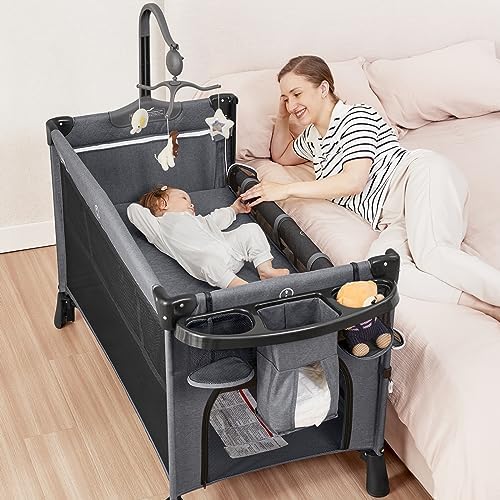 ANGELBLISS 5 in 1 Baby Bedside Crib & Playpen