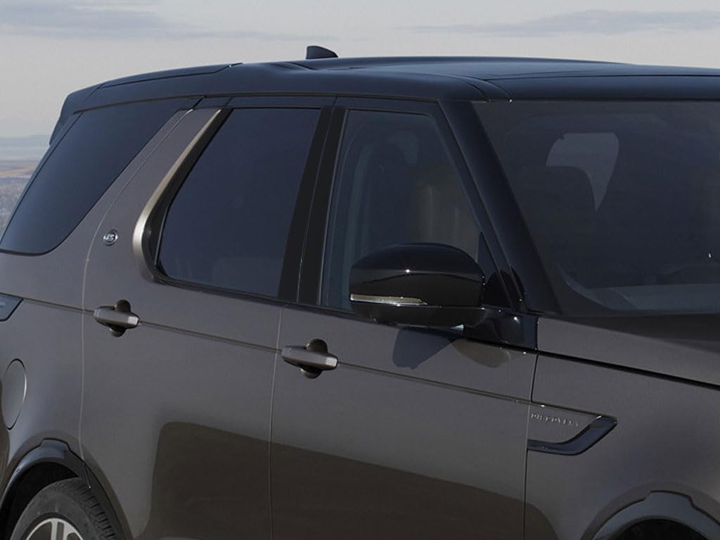 Rvinyl Pillar Post Pre Cut Window Trim Kits in Gloss Black Compatible with Land Rover Discovery 2017-2024 - Adhesive Backs