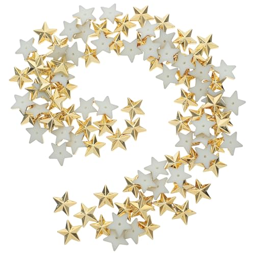 Alipis 100 Stück Acryl Strasssteine Flach mit Fünfzackigen Sternen Goldfarbene Flache Rückseite Selbstgemacht Basteldekoration für Kleidung Schuhe Taschen und Schmuck