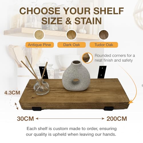 Top Notch Home & Living Wooden Board Wall Shelf, Handcrafted Rustic Wooden Shelves, Hand Made Wood Board Shelves, Wooden Rustic Board Shelving, Incl 2 Up Brackets per Shelf - Cosy Home Interiors Top Notch Home & Living Wooden Board Wall Shelf, Handcrafted Rustic Wooden Shelves, Hand Made Wood Board Shelves, Wooden Rustic Board Shelving, Incl 2 Up Brackets per Shelf - Image 2