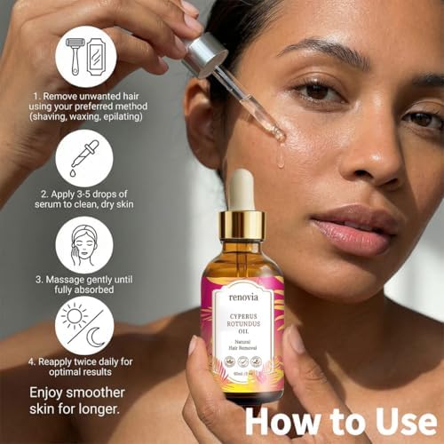 Renovia Cyperus Rotundus Oil for Hair Removal, 2026 New Renovia Cyperus Rotundus Skin Serum, Pore Minimizer, Moisturizing & Soothing, Natural Herbal Hair Removal Oil for All Skin Types (1 Bottle) — view 5