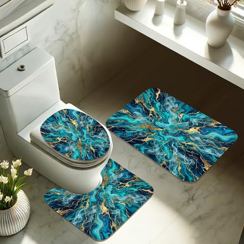 Ensemble de rideaux de douche en polyester abstrait avec tapis de bain - 6