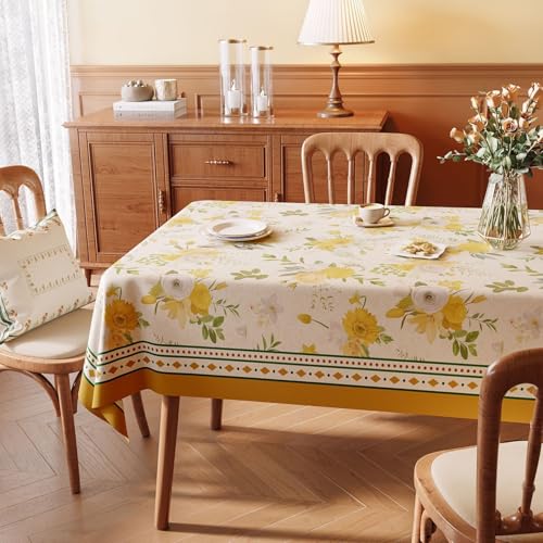 Surwin Mantel Hule Mesa, Manteles de PVC Rectangular, Arte Floral Mantel Antimanchas, Manteles Mesa Impermeable, Ropa Mesa Camilla Lavable para Cocina, Fiestas, Decoración (Girasol,90x140cm)