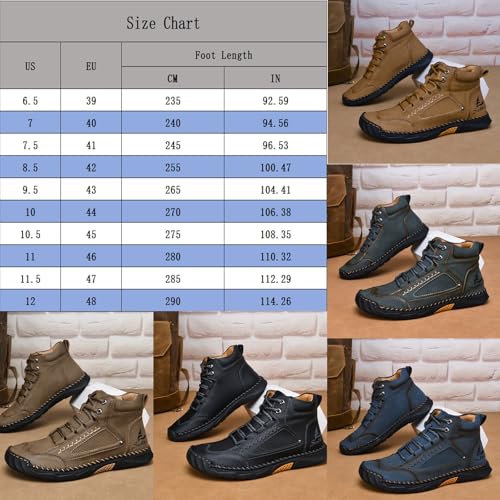 Sawbehind Men's Comfortable Handmade Leather Boots Waterproof, Sawbehind Mens Boots, Spacious Toe Box Outdoor Leather Shoes s4
