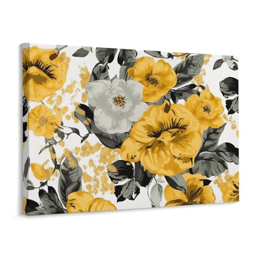Toile murale de roses jaunes raviver mur blanc salon chambre