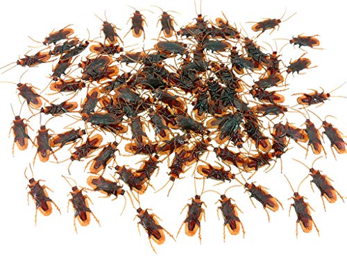 ALIMITOPIA 100pcs Fake Plastic Cockroach Realistic Imitation Roach Blackbeetle Bug for Halloween Party