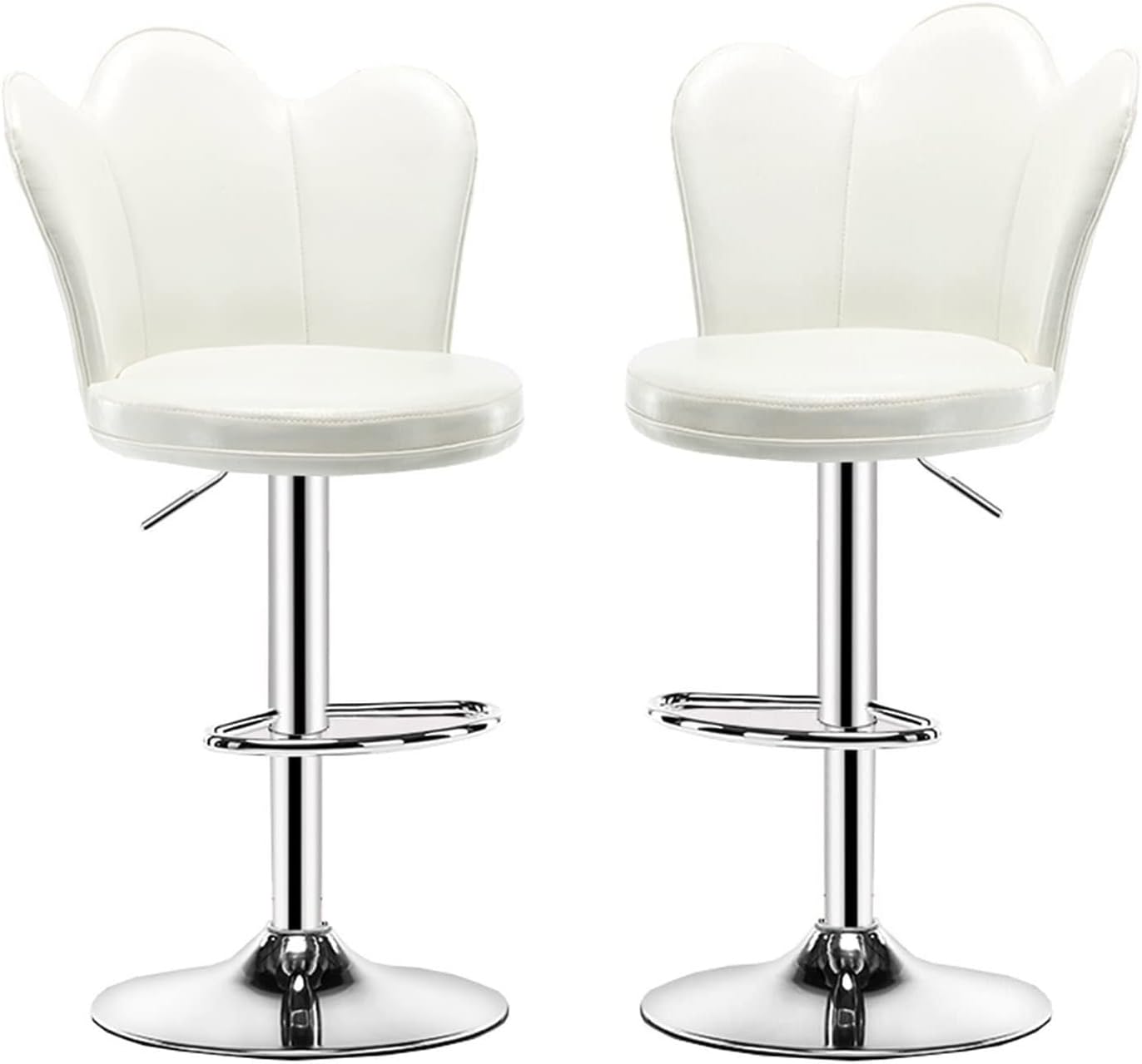 Kitchen Counter Stools, Set of 2 High Metal and Leather Bar Stool