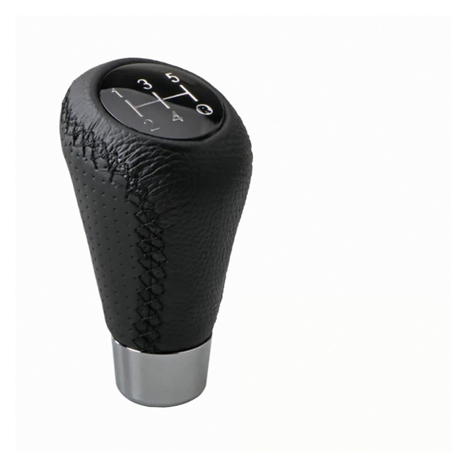 Lozopmtmld Black Gear Shift Knob For Universal 5 Speed Manual Leather Red Stitch Upgrade