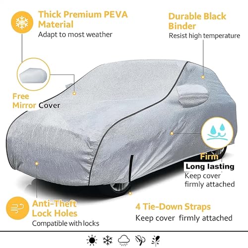 Image of Sulfar 100% Waterproof Car Body Cover Compatible with Mirror for Hyundai Aura (Triple Stitched, Full Bottom Elastic, Magic Silver with Black Piping)