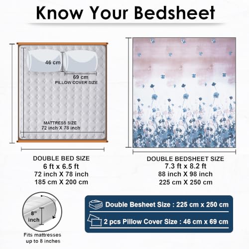 Image of Dew Cotton Bedsheet for Double Bed 160 TC 250 x 225 CM, Navy